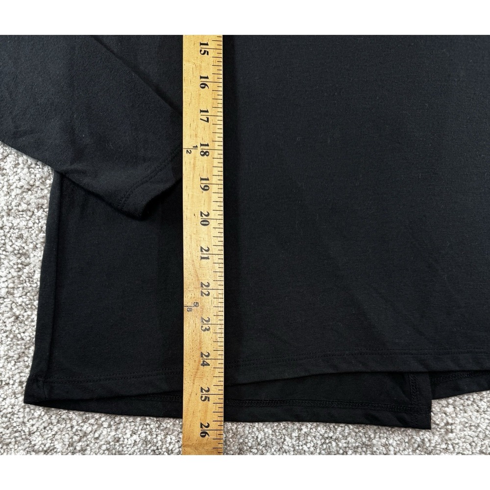 J. Crew Long Sleeve Crewneck Shirt Womens Medium Black Back Slit Split Asymetric - Picture 2 of 7